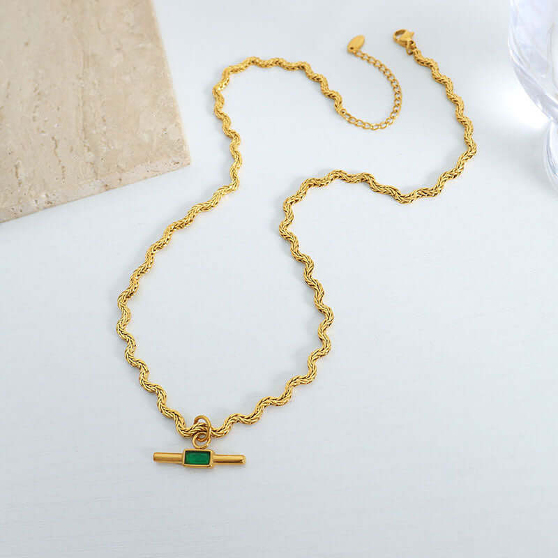 Glass Stone Pendant Irregular Necklace