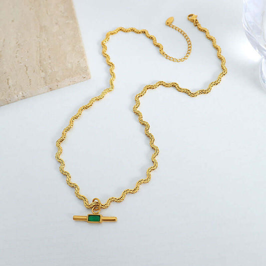 Glass Stone Pendant Irregular Necklace