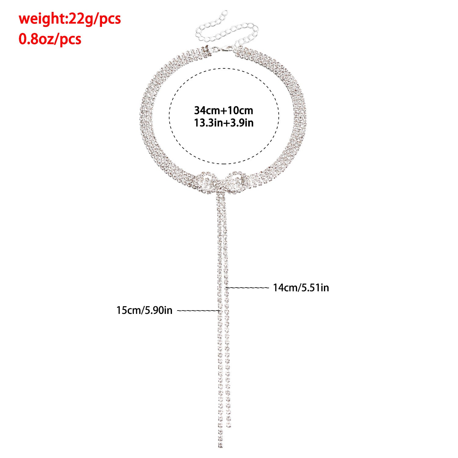 Gleaming Rhinestones Ribbon Y Necklace