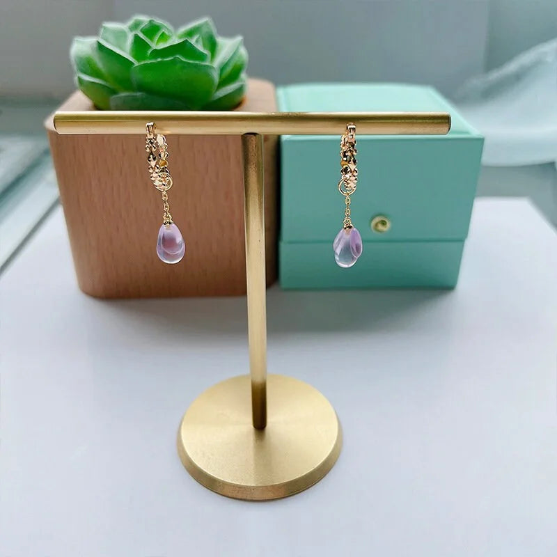 Gold Amethyst Earrings