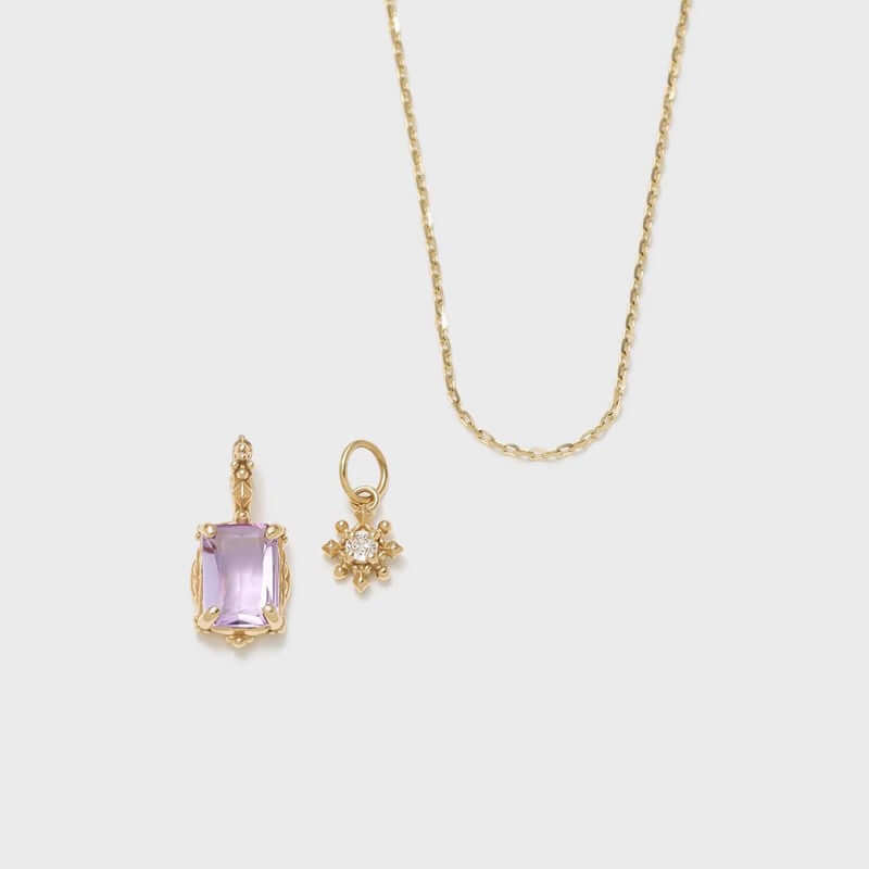  Gold Amethyst Pendant Necklace