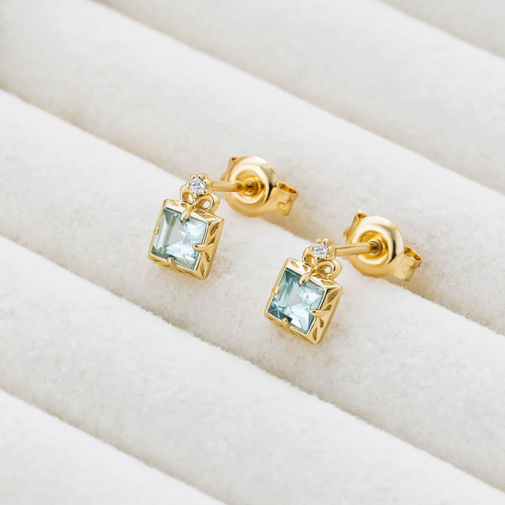 Gold Aquamarine Earrings