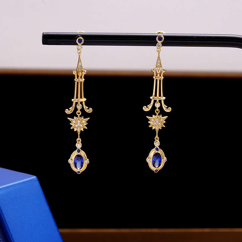 Gold Baroque Sapphire Earrings