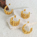 Gold Bead C Earrings 