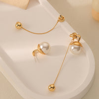 Gold Bead Pearl Earrings