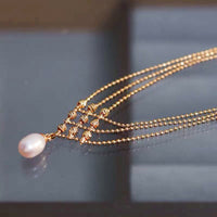 Gold Beads Lace Pearl Layering Necklace