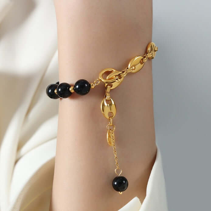 Gold Black Agate Bracelet