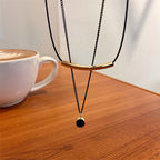 Gold Black CZ Layering Necklace