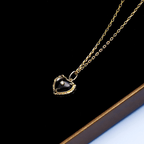 Gold Black Heart Pendant Necklace