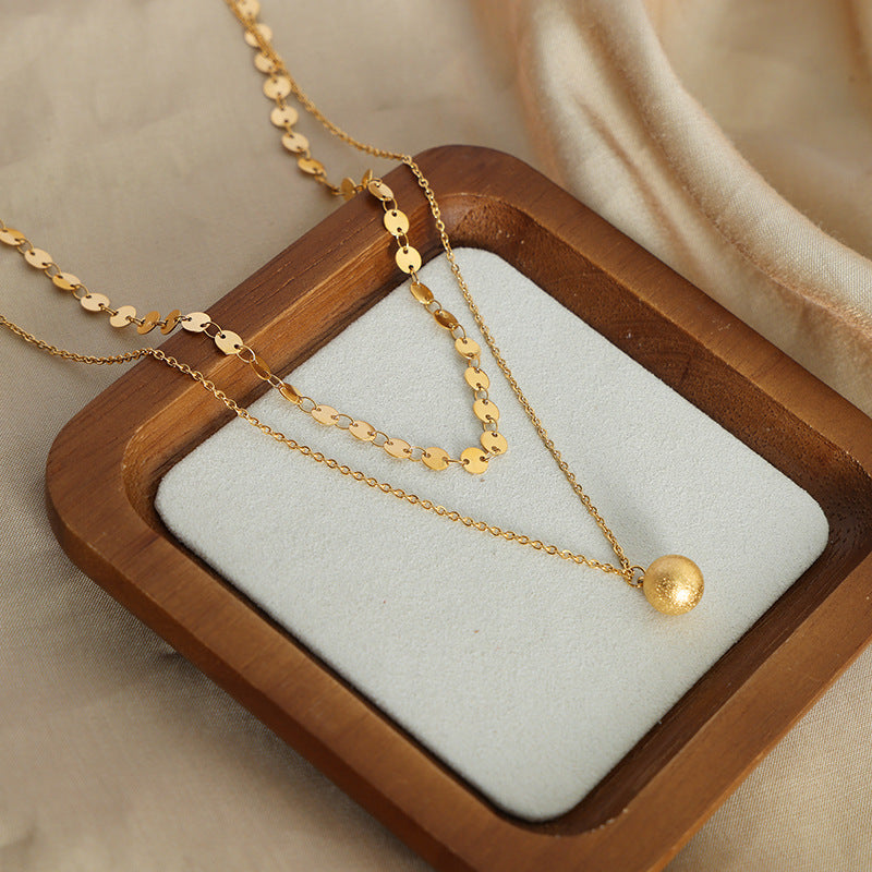 Gold Bling Disc Ball Layering Necklace