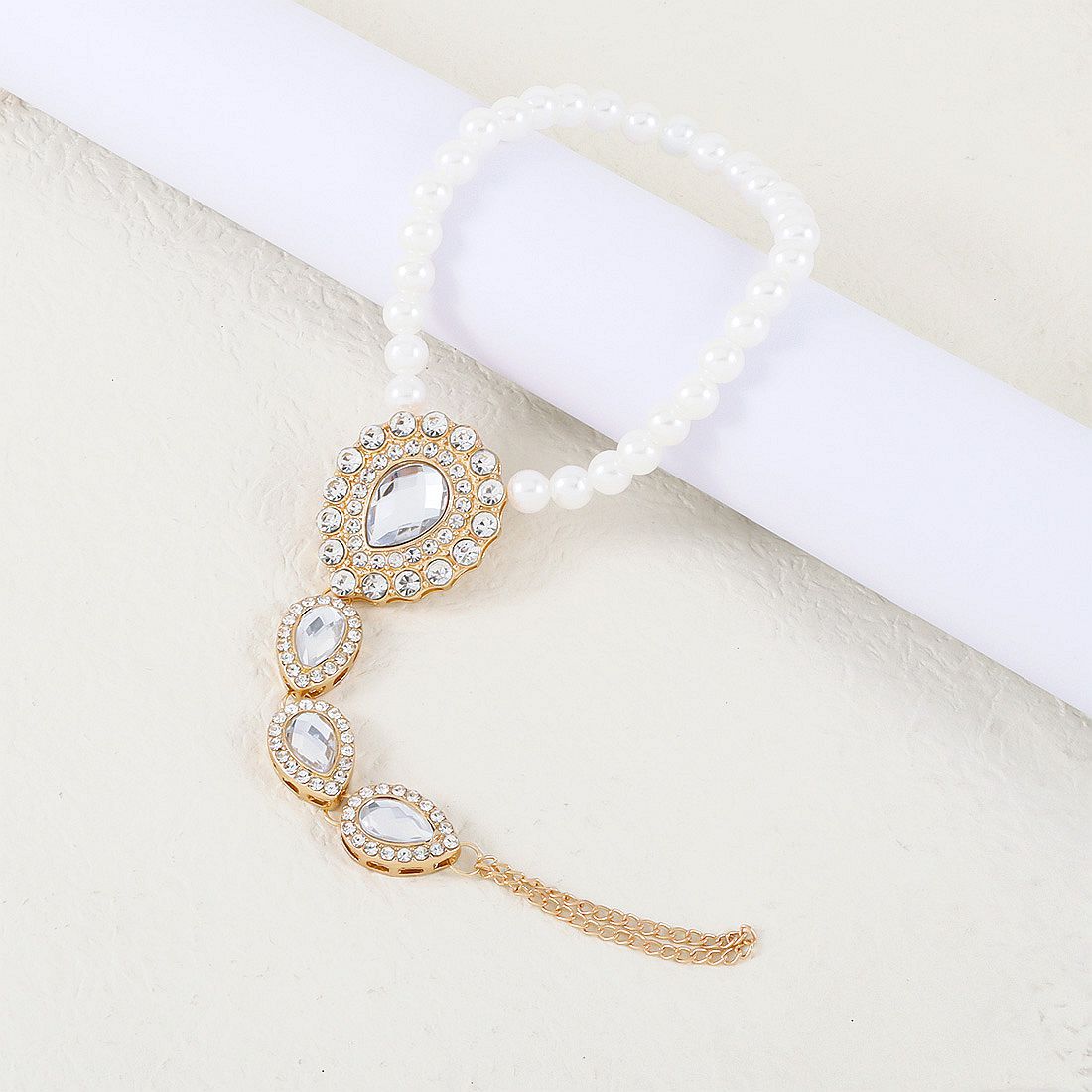 Gold Boho Jewelry White Pearl Anklet