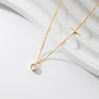 Gold CZ Cross Chain Necklace