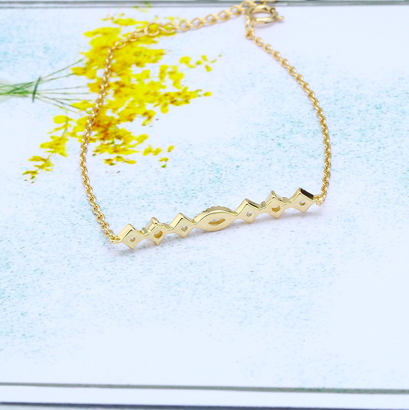 Gold CZ Opal Chain Bracelet