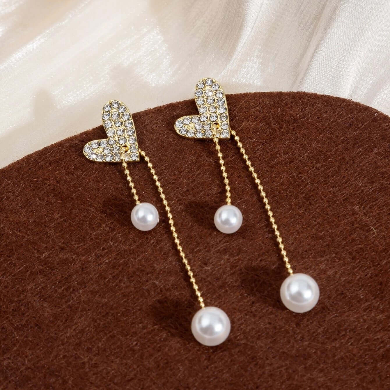 Gold CZ Pearl Drop Earrings