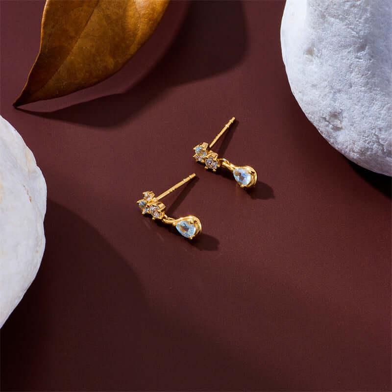 Gold CZ Teardrop Topaz Earrings