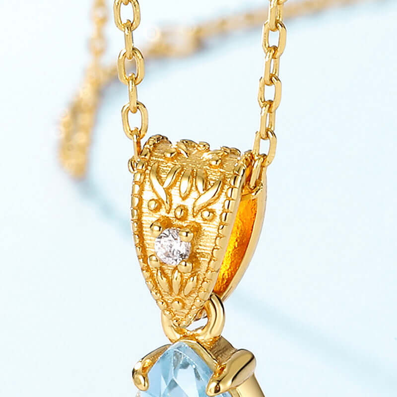 Gold CZ Teardrop Topaz Necklace