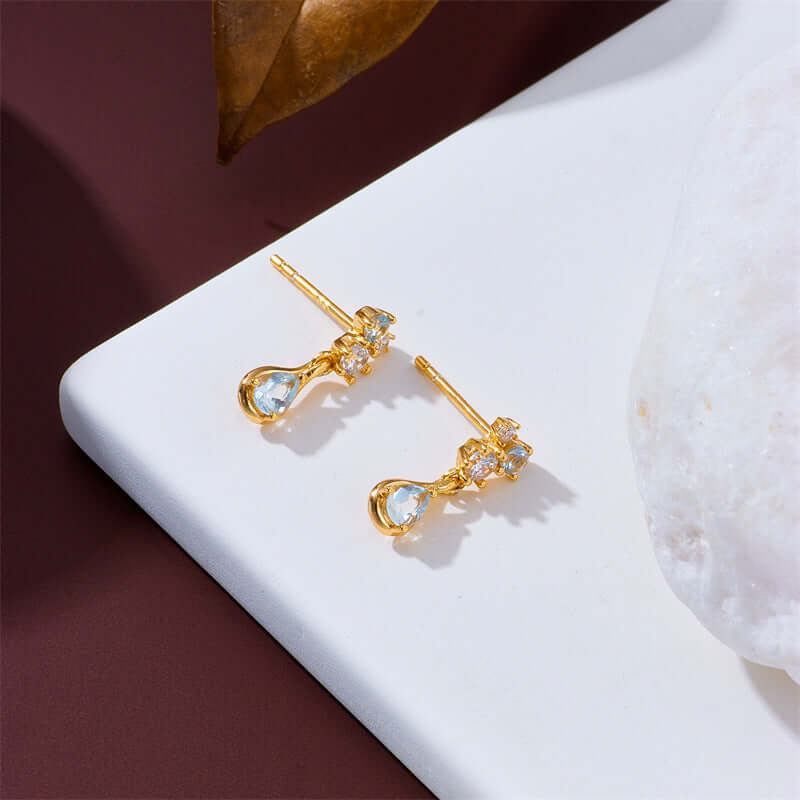 Gold CZ Topaz Earrings