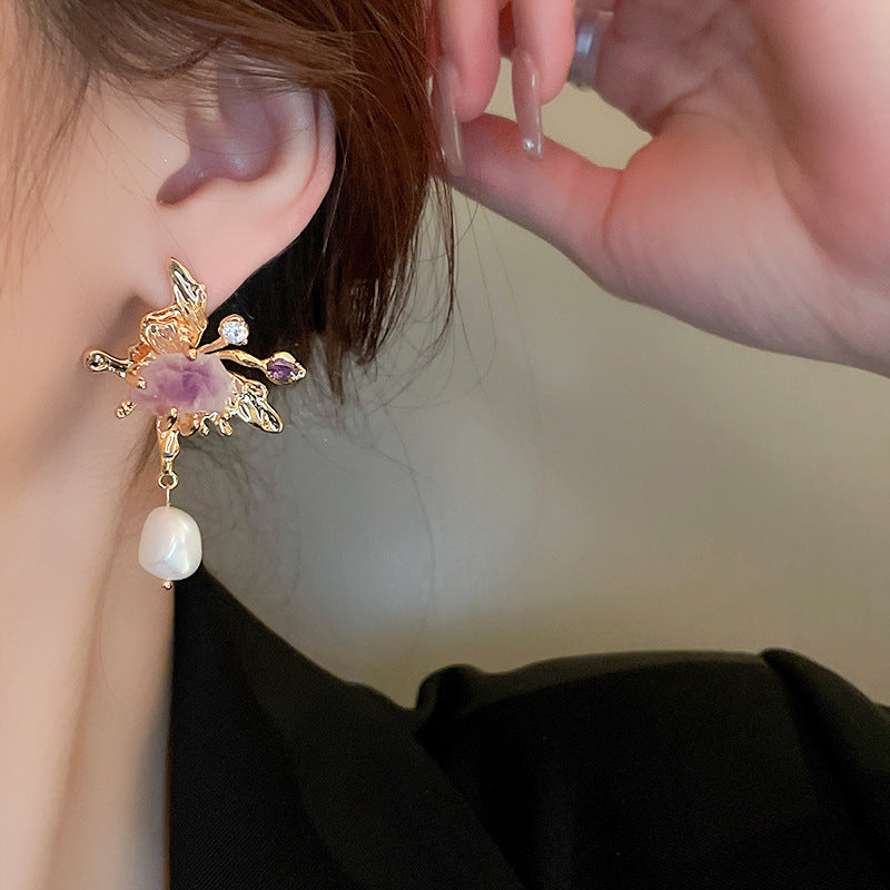 Gold CZ_White_Pearl_Crystal_Drop_Earrings