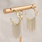 Gold C Hoop Butterfly Fringe Earrings