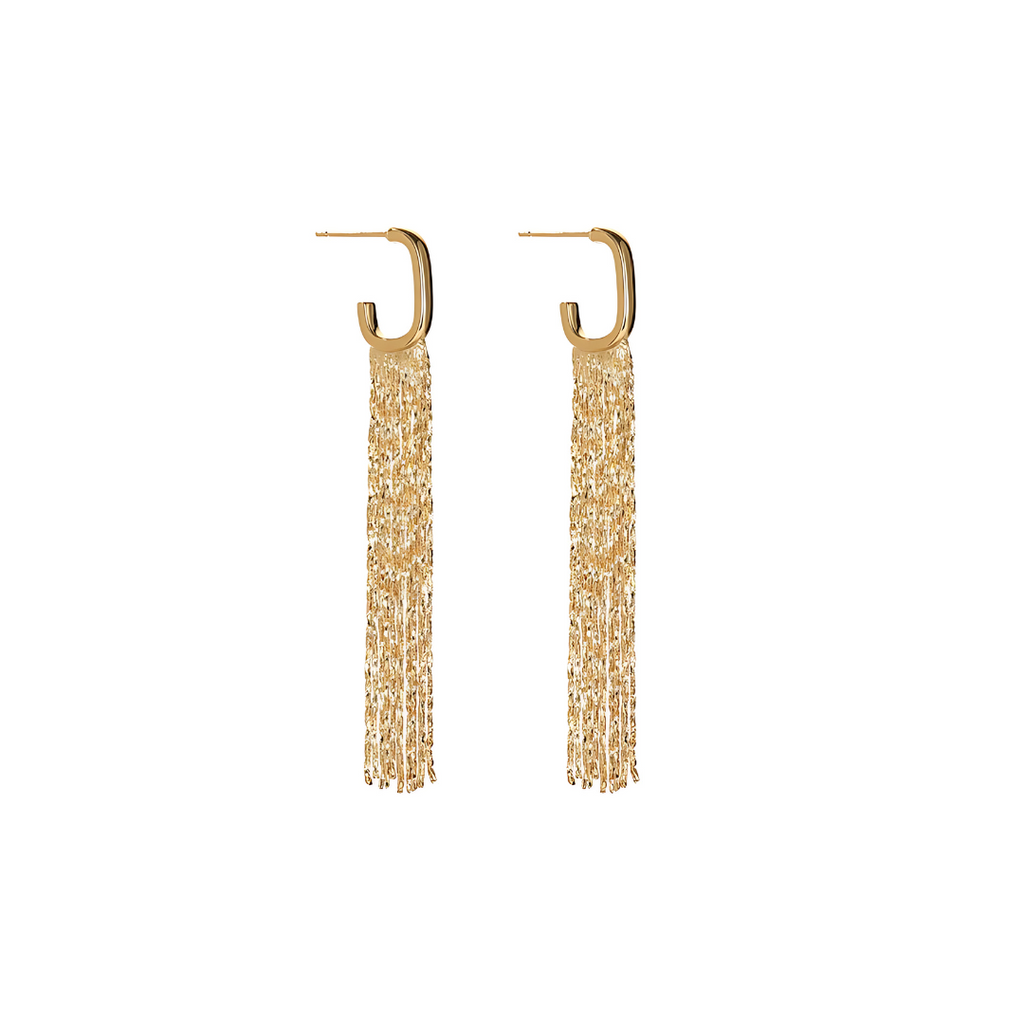 Gold C Hoop Waterfall Earrings 