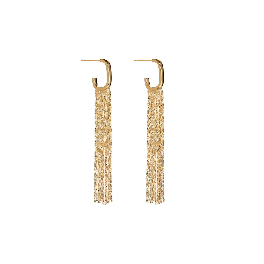 Gold C Hoop Waterfall Earrings 