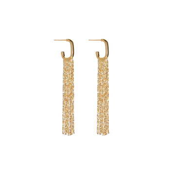 Gold C Hoop Waterfall Earrings 