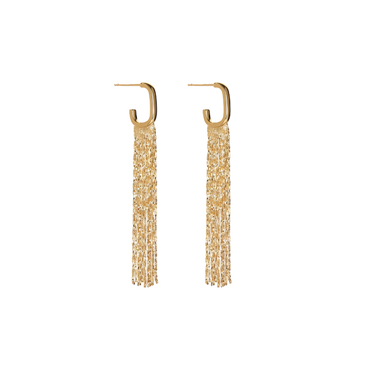 Gold C Hoop Waterfall Earrings 