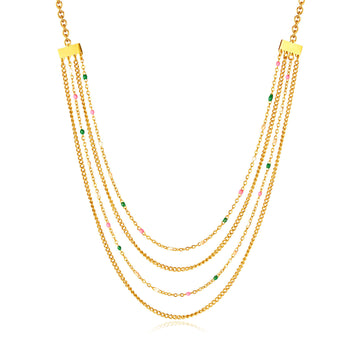 Gold Chain Bead layering Necklace