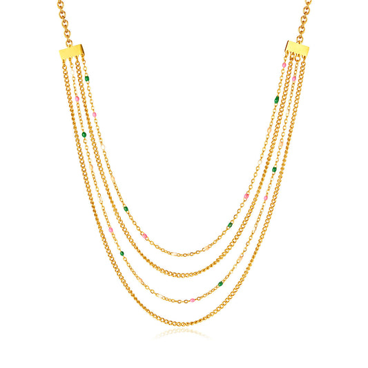 Gold Chain Bead layering Necklace