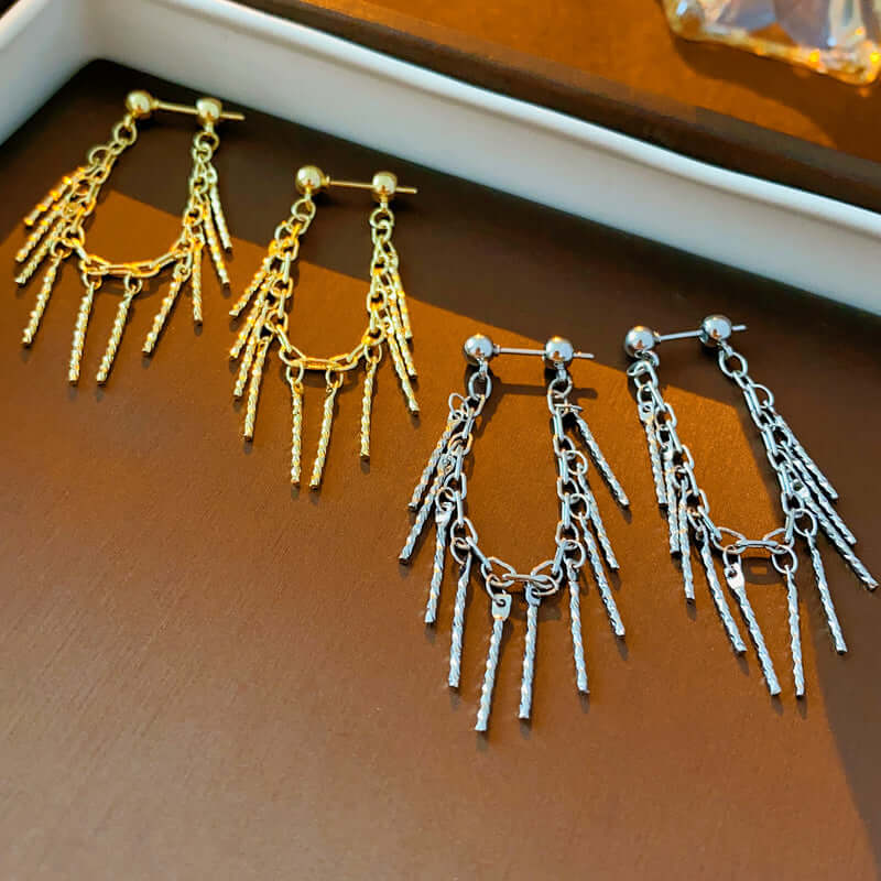 Gold Chain Tassel Waterfall Earrings