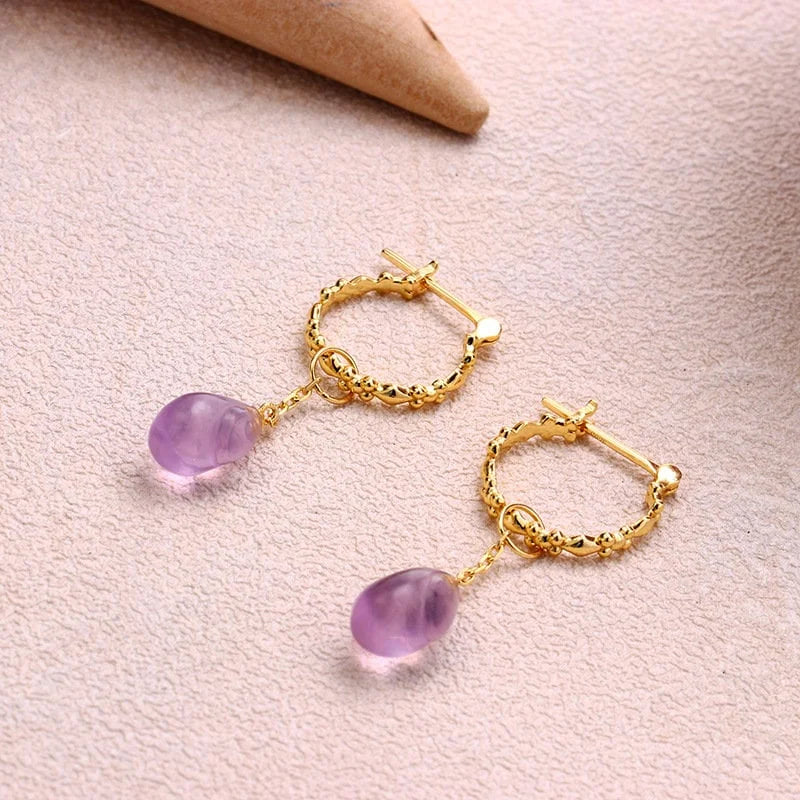 Gold Chic Amethyst Earrings