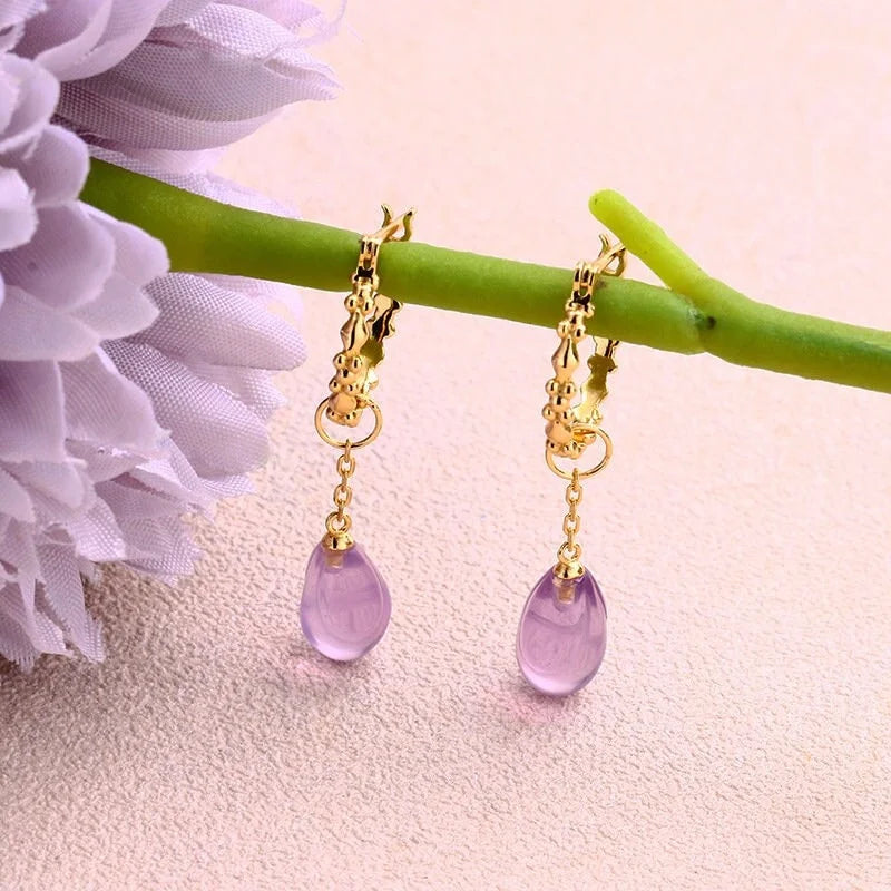 Gold Chic Amethyst Teardrop Earrings