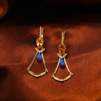 Gold Citrine Gemstone Vintage Earrings