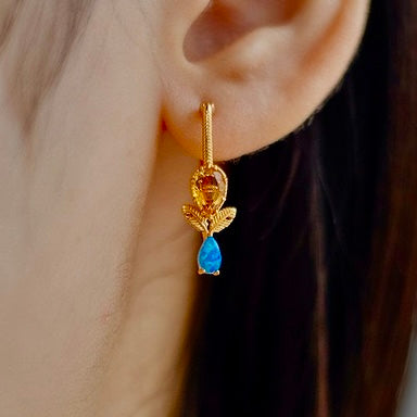 Gold Citrine Opal Earrings