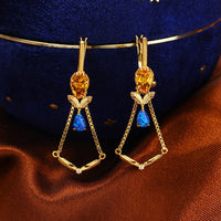 Gold Citrine Opal Vintage Earrings