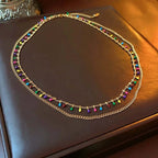 Gold Colorful Beads Layering Necklace
