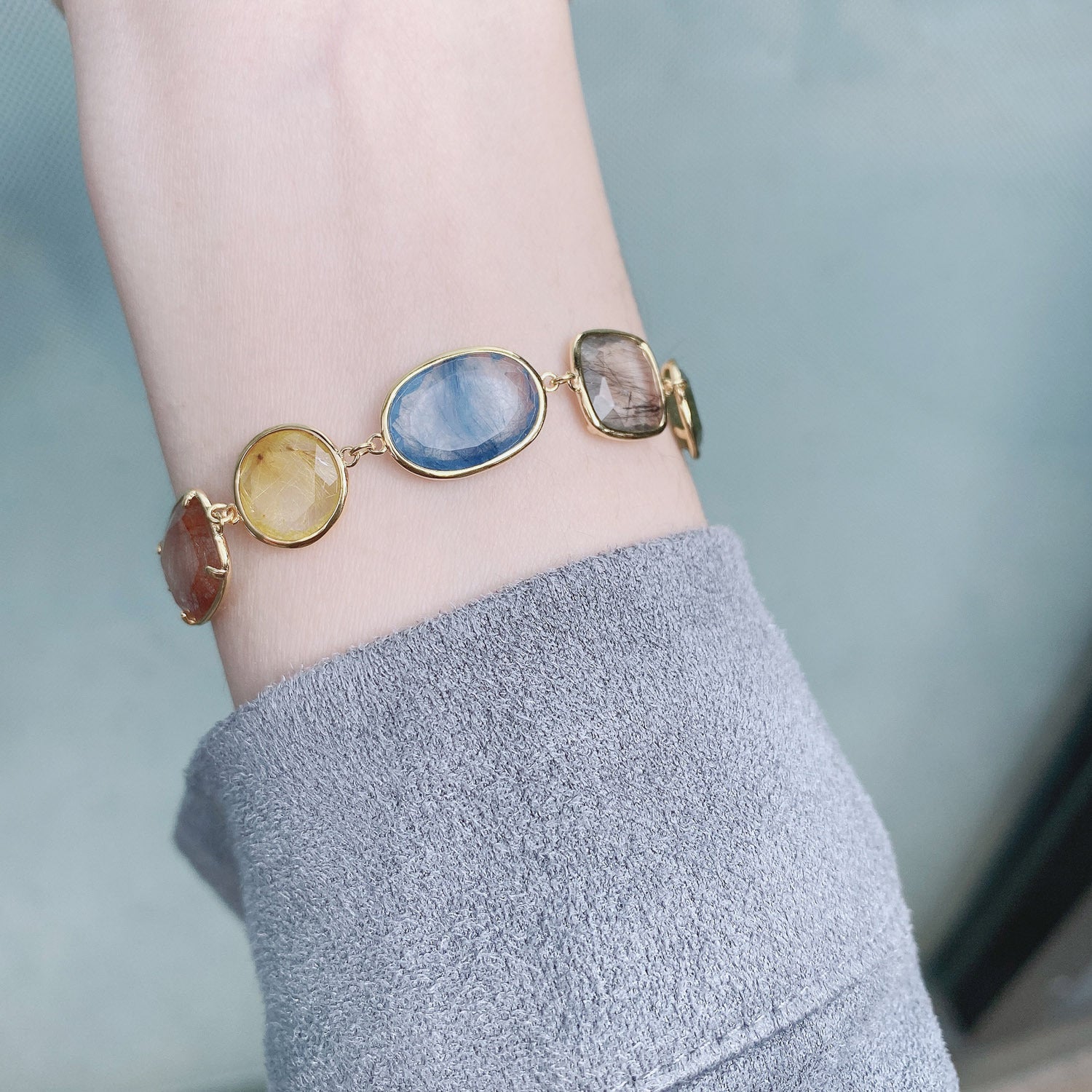 Gold Colorful Birthstone Bracelet