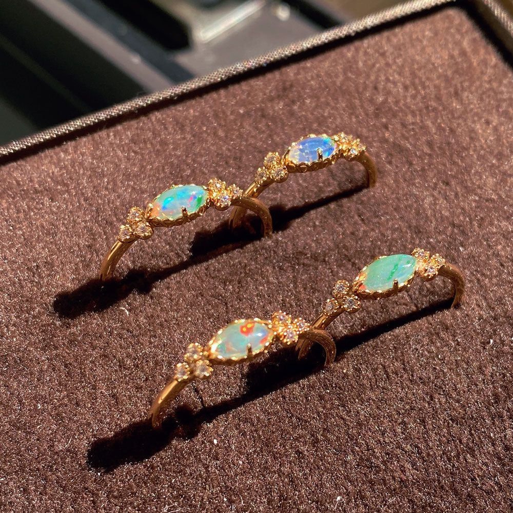 Gold Colorful Opal Diamond Ring