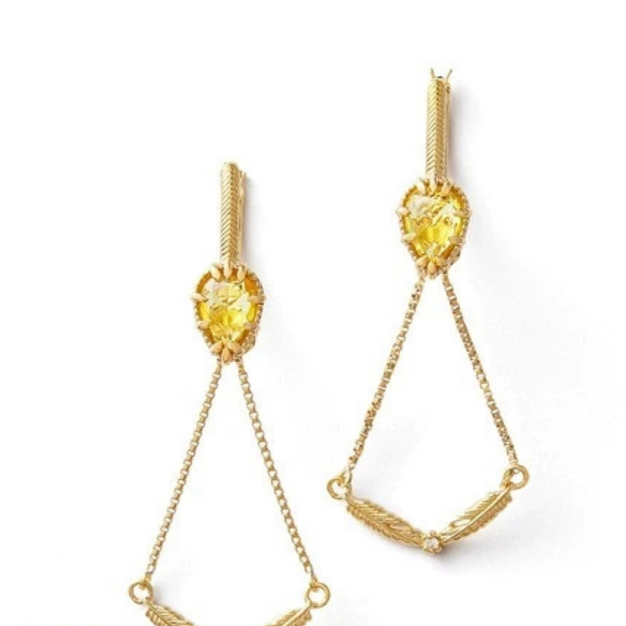 Gold Crystal Citrine Drop Earrings