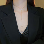 Gold Crystal Lariat Necklace