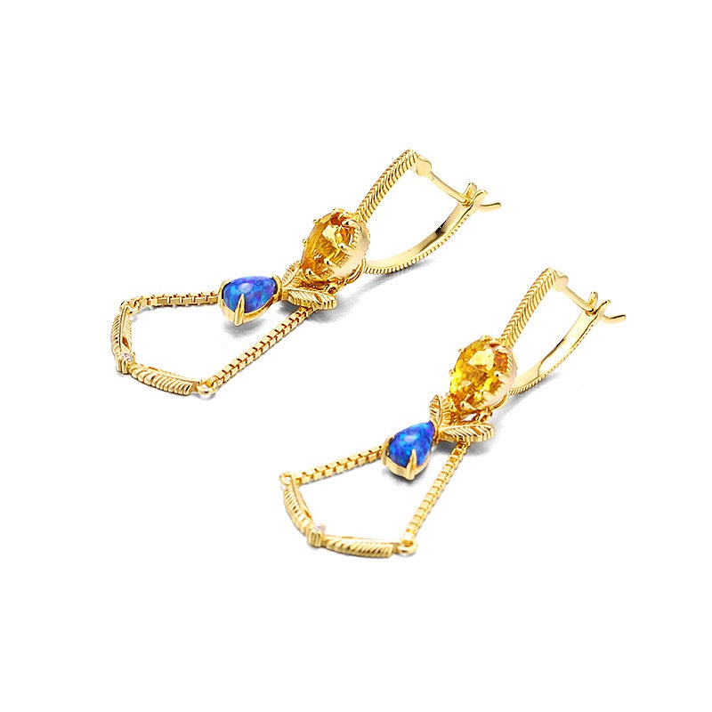 Gold Crystal Opal Earrings