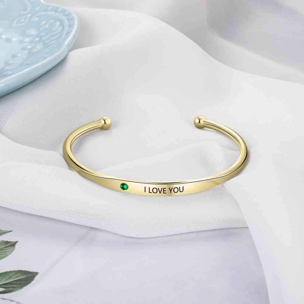 Gold Custom Name Engraved Jewelry Bangle