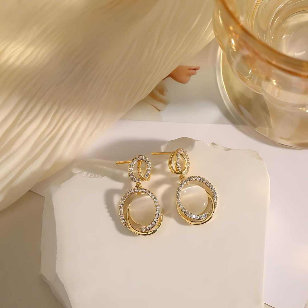 Gold Eyes Stone Diamond Earrings