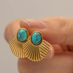 Gold Fan Shaped Earrings