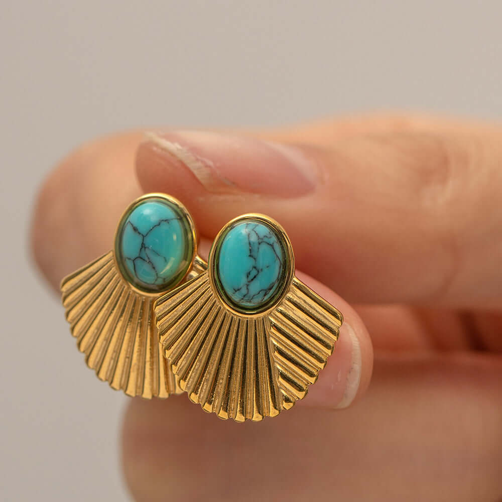 Gold Fan Shaped Earrings