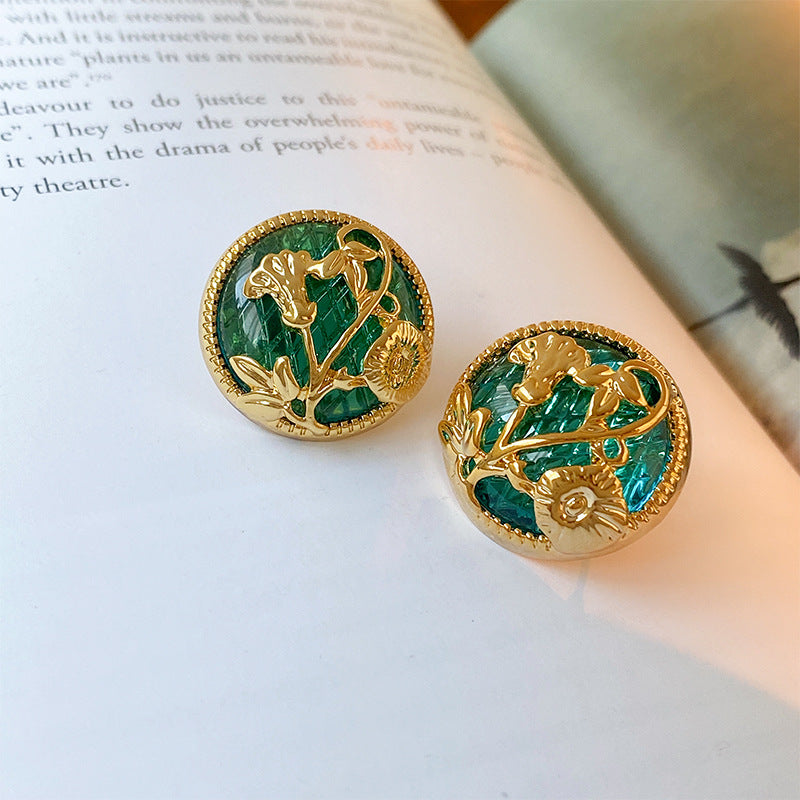 Gold Flower Circle Earrings