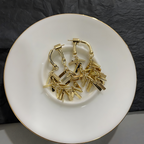 Gold Geometric Tassel Hoop Earrings