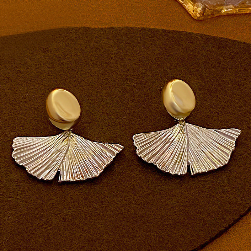 Gold Ginkgo Leaf Drop Earrings