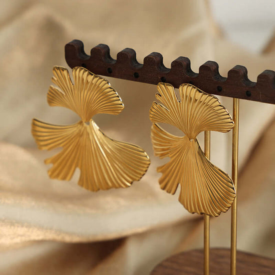 Gold Ginkgo Leaf Earrings