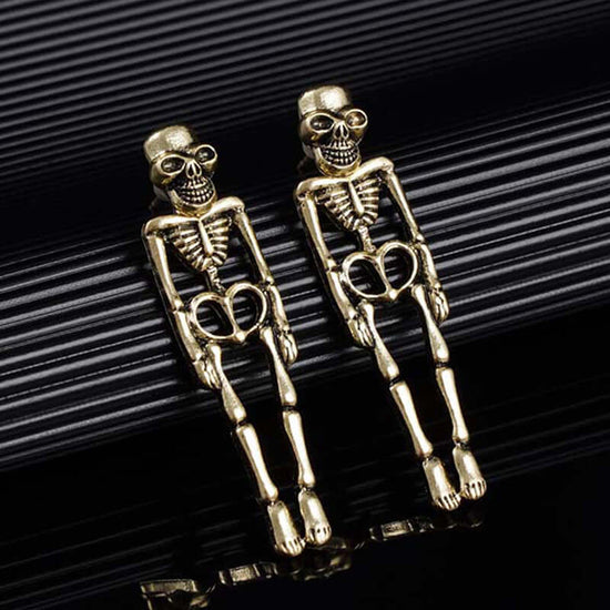 2 Way Skull Skeleton Ear Jacket Earrings Stud